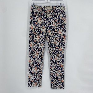 MaxMara Navy Floral Straight-Leg Pants